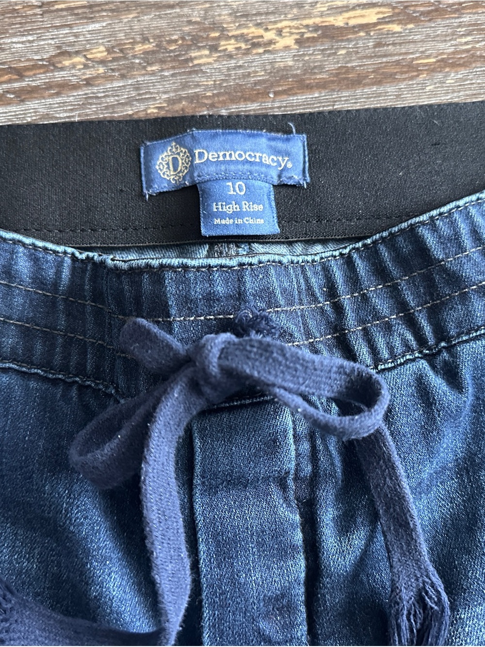 Democracy Indigo Drawstring High-Rise Denim Joggers